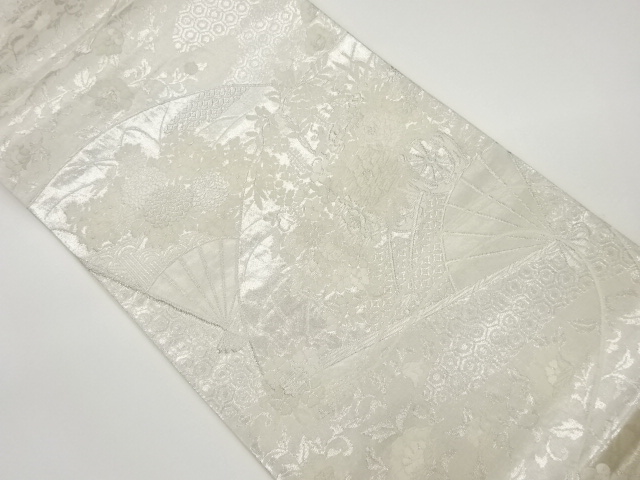 JAPANESE KIMONO / VINTAGE FUKURO OBI / WOVEN FLORAL CART & FLOWER ARABESQUE